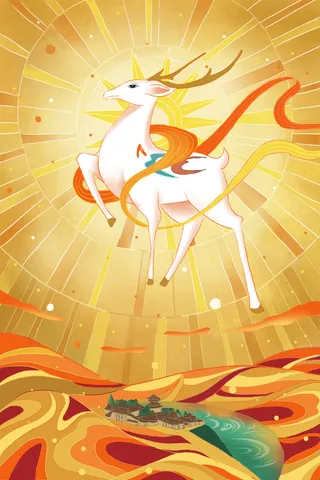 复古中国风国潮神话人物敦煌插画仙女手绘海报背景PSD设计素材