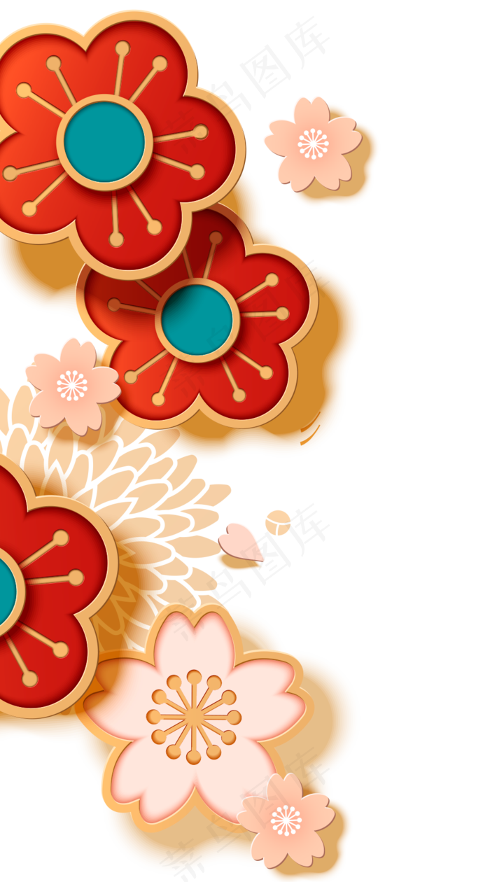 党建花朵红色展板背景