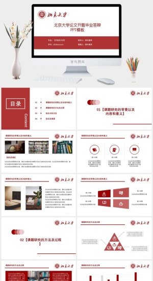 北京大学毕业答辩论文开题报告PPT模板预览图