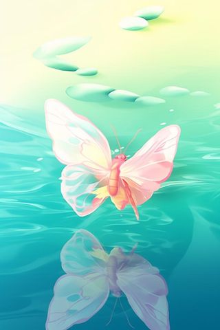 创新可爱粉色荷叶昆虫线条背景