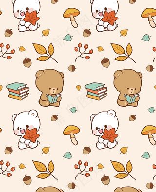 熊, 卡通片, 背景, 图案, 无缝的