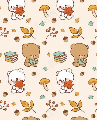 熊, 卡通片, 背景, 图案, 无缝的