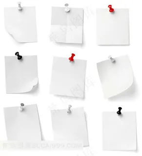 9款空白便签和图钉图片素材下载
