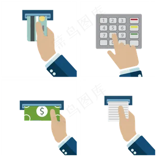 手、银行、取钱