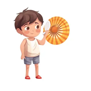 炎热扇风的男孩免抠