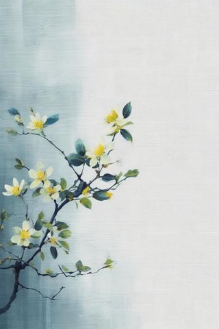 中国风简约淡雅蓝色枝叶背景