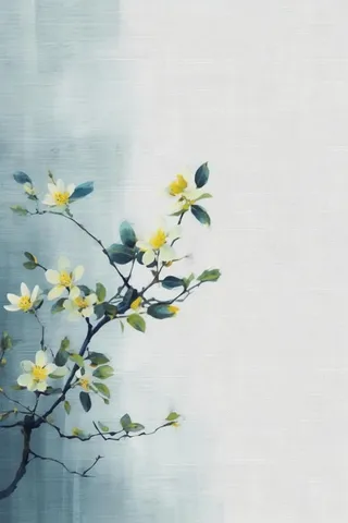 中国风简约淡雅蓝色枝叶背景