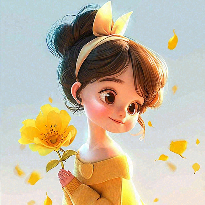 秋天秋叶飘落黄衣少女在欣赏美景，秋分(1024x1024)