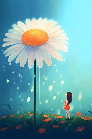 手绘插画花人物草原山森林大自然素材海报背景