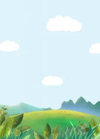 山坡草原树林白云蓝天