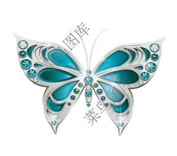 蓝绿色金属质感蝴蝶