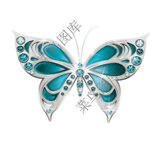 蓝绿色金属质感蝴蝶