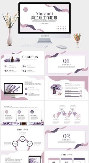莫兰迪色系PPT模板预览图