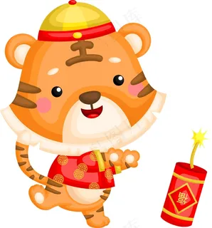 虎年放炮元素 虎年放炮元素