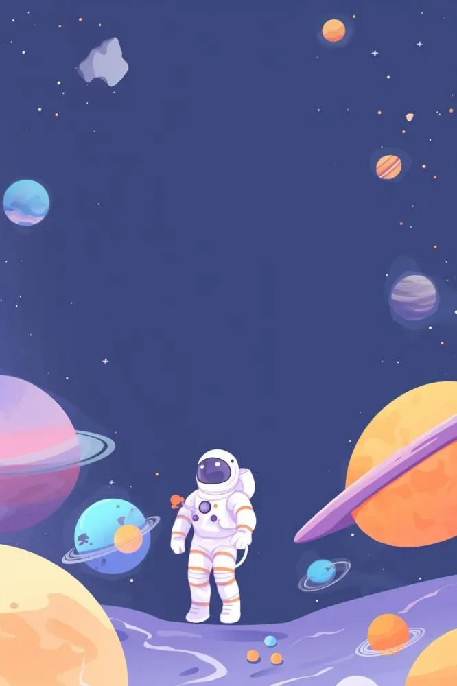 粉紫宇航员清新背景(896x1344)