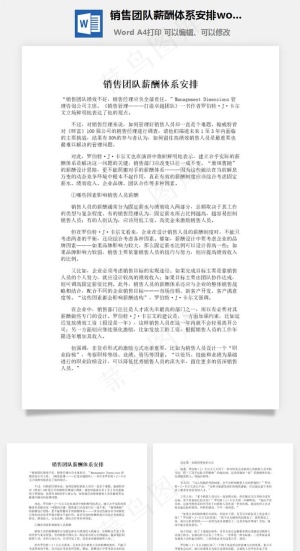销售团队薪酬体系安排word文档