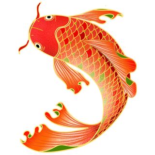手绘烫金国潮中国风卡通锦鲤鱼金鱼插画装饰元素PSD设计素材
