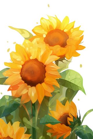 向日葵花朵插画元素