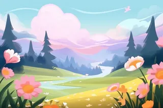 草地音乐天空可爱背景