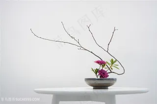 插花花艺文艺花放在桌上的背景