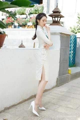 街拍清纯旗袍美女刘奕宁图片