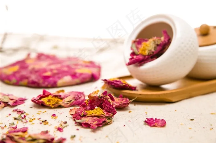 牡丹花茶饼茶叶摄影图