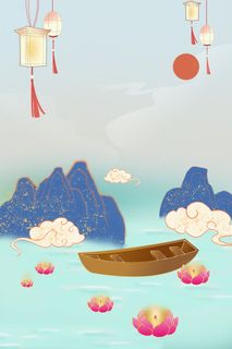 中式古典国潮来袭海报展板宣传背景图PSD设计PS模板素材