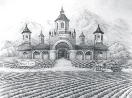 红酒庄园图片手绘插画 红酒庄园图片手绘插画