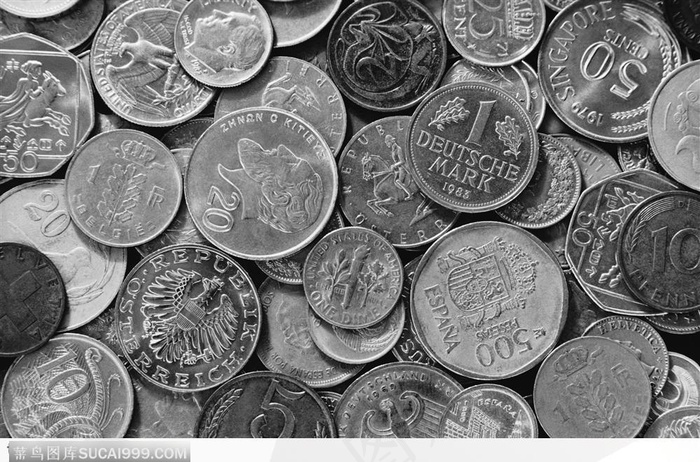 散落的硬币近景背景大图