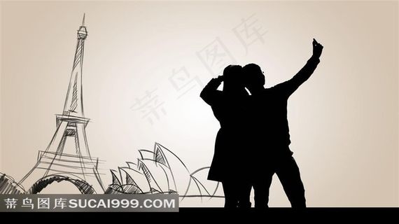 剪影人物创意摄影之旅游自拍