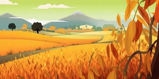 秋季农田丰收金黄背景