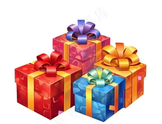 圣诞礼物礼盒卡通插画免抠