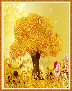 金色发财树金钱树背景