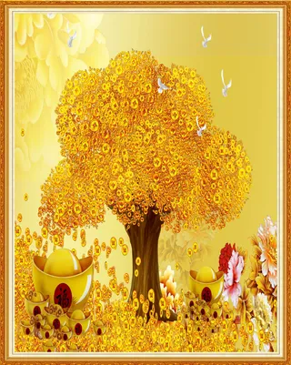 金色发财树金钱树背景