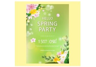 你好春天矢量派对海报设计春日海报