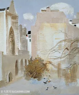 吴冠中手绘建筑风景画