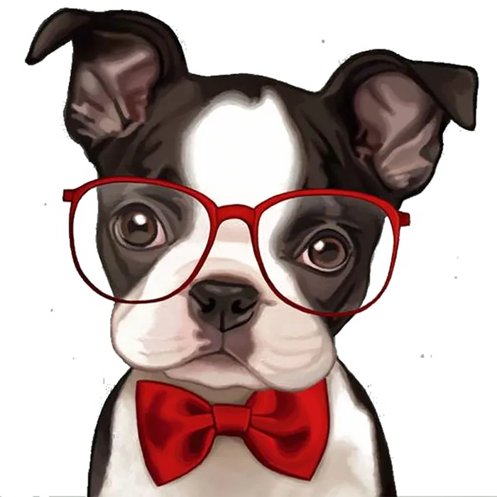 小狗戴眼镜卡通