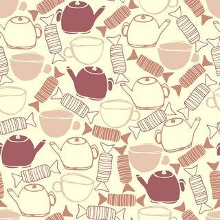 卡通茶壶糖果背景植物可爱底纹背景