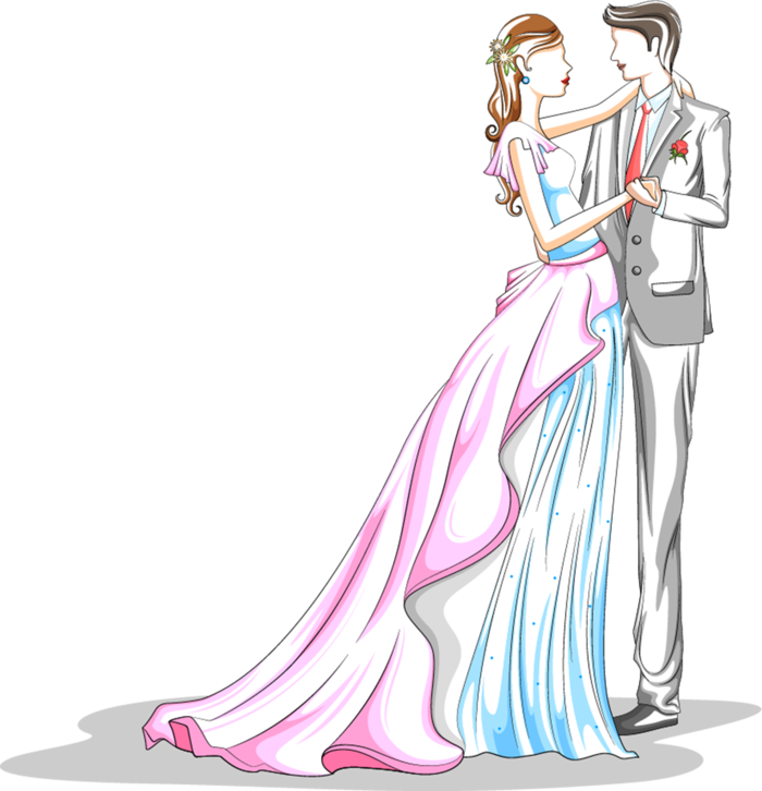 婚纱卡通人物婚礼白纱结婚婚纱摄影手绘