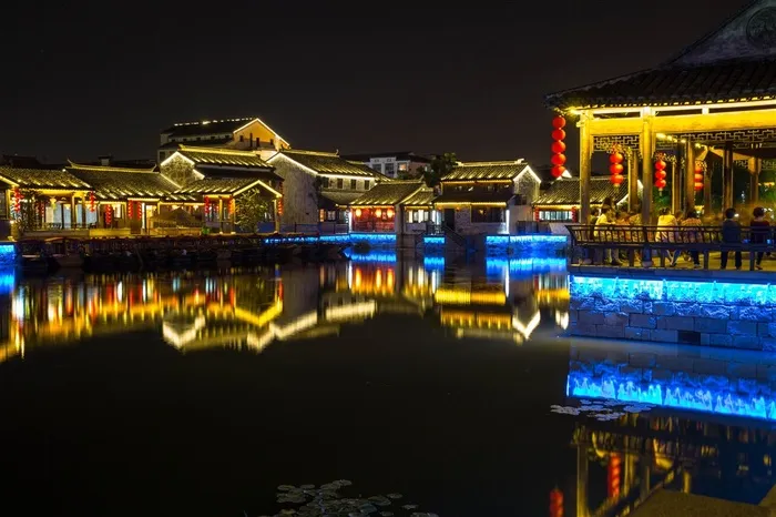 江苏无锡荡口古镇夜景摄影
