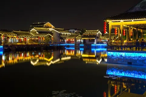 江苏无锡荡口古镇夜景摄影