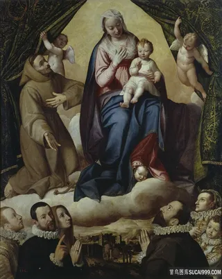 母子肖像油画风景画油画图片