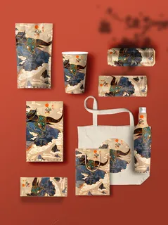 中国风国潮新春春节包装样机模板