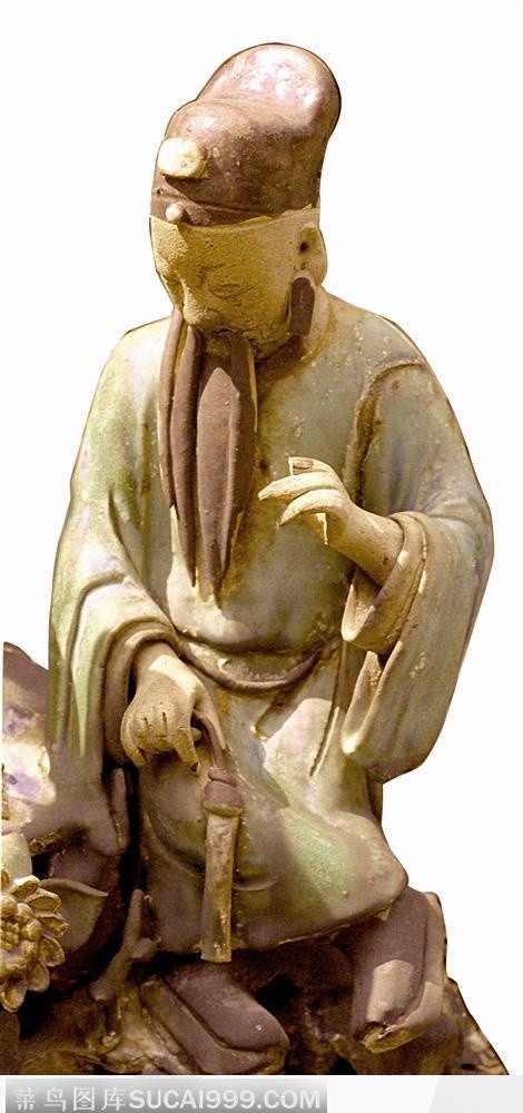 陈家祠陶塑-低头思考的老人