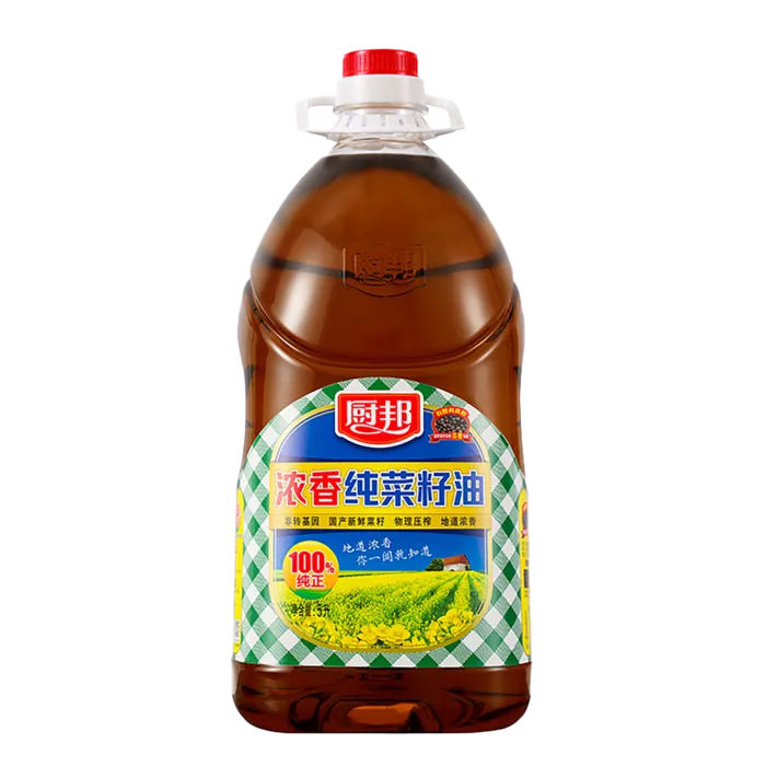 厨邦浓香菜籽油5升超市商品白底图免抠实物摄影png格式图片透明底