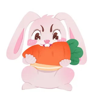 手绘2023兔年新年卡通兔子形象IP插画元素PSD设计素材png图案