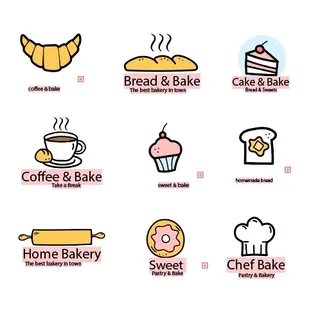 手绘咖啡零食标志素材