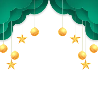 圣诞节立体剪纸风圣诞球星星边框