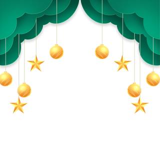 圣诞节立体剪纸风圣诞球星星边框