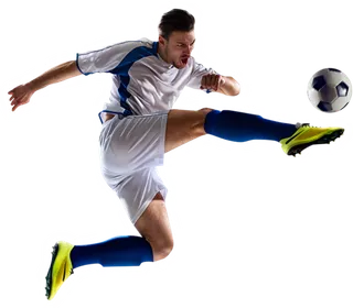 足球运动员踢球射门免抠